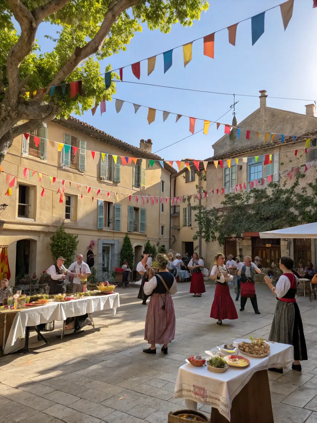 A photograph of a special event at MUSEE PAPOTTE, featuring traditional music, dance, and local food, with visitors enjoying the festive atmosphere.