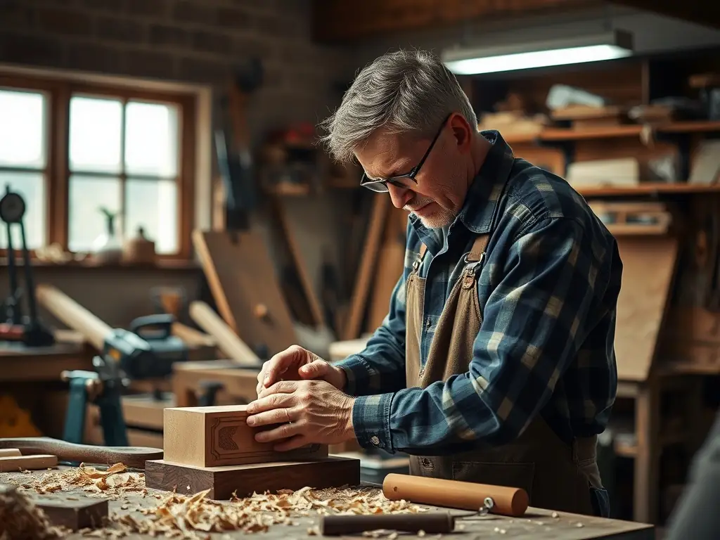 An artisan demonstrating woodworking techniques to a group of visitors during a live workshop, capturing the hands-on experience.